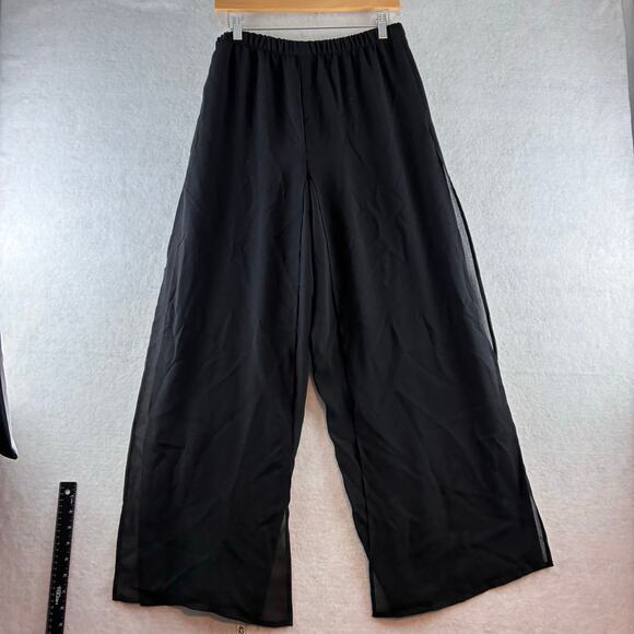 KS Women's Collection Black Pull On Pants Flowy Sheer Lined Swim Cover Beach 14W - Picture 10 of 12